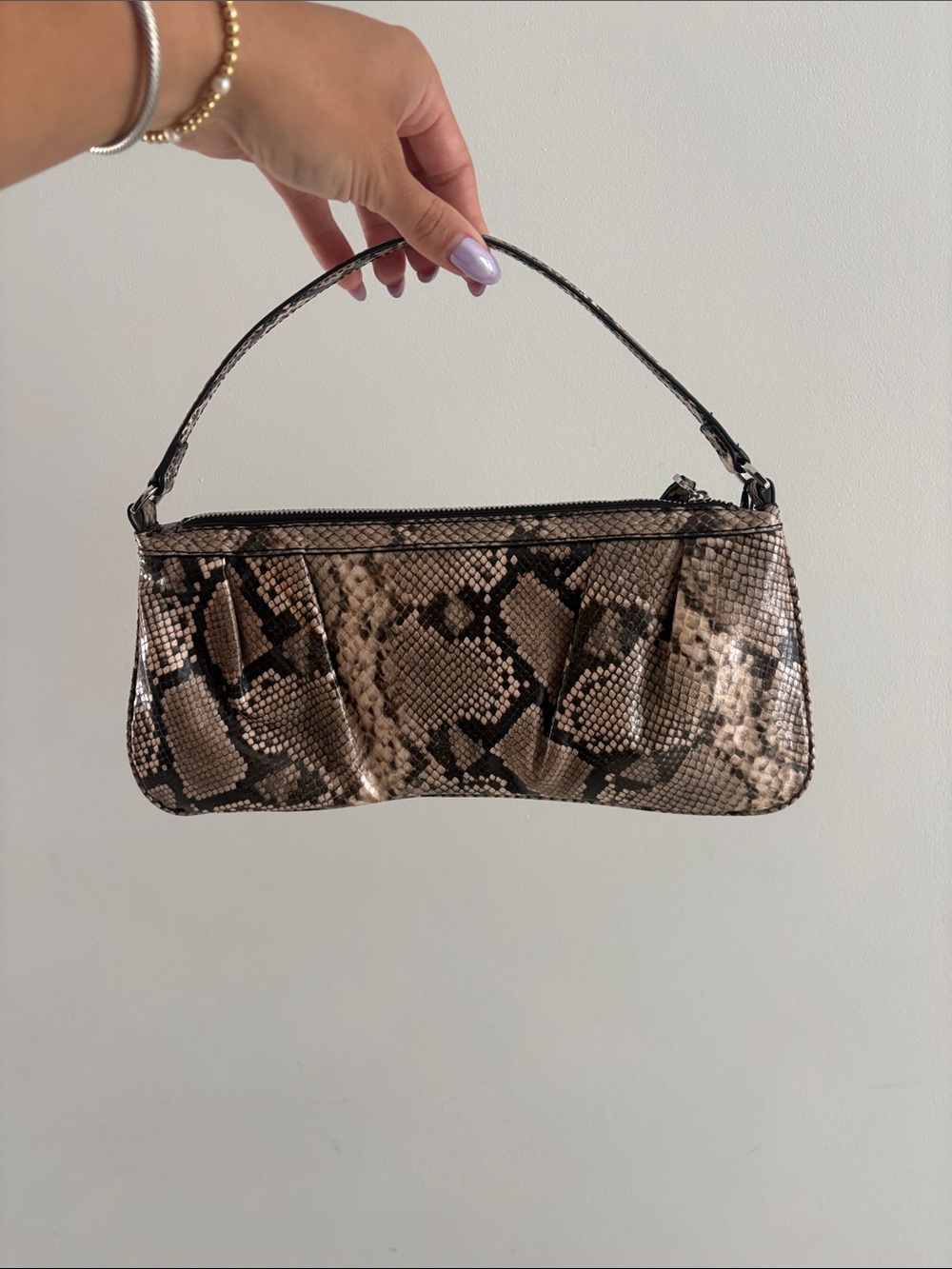 Zara Beige and Black Snake Print Mini Bag - Picture 5 of 10